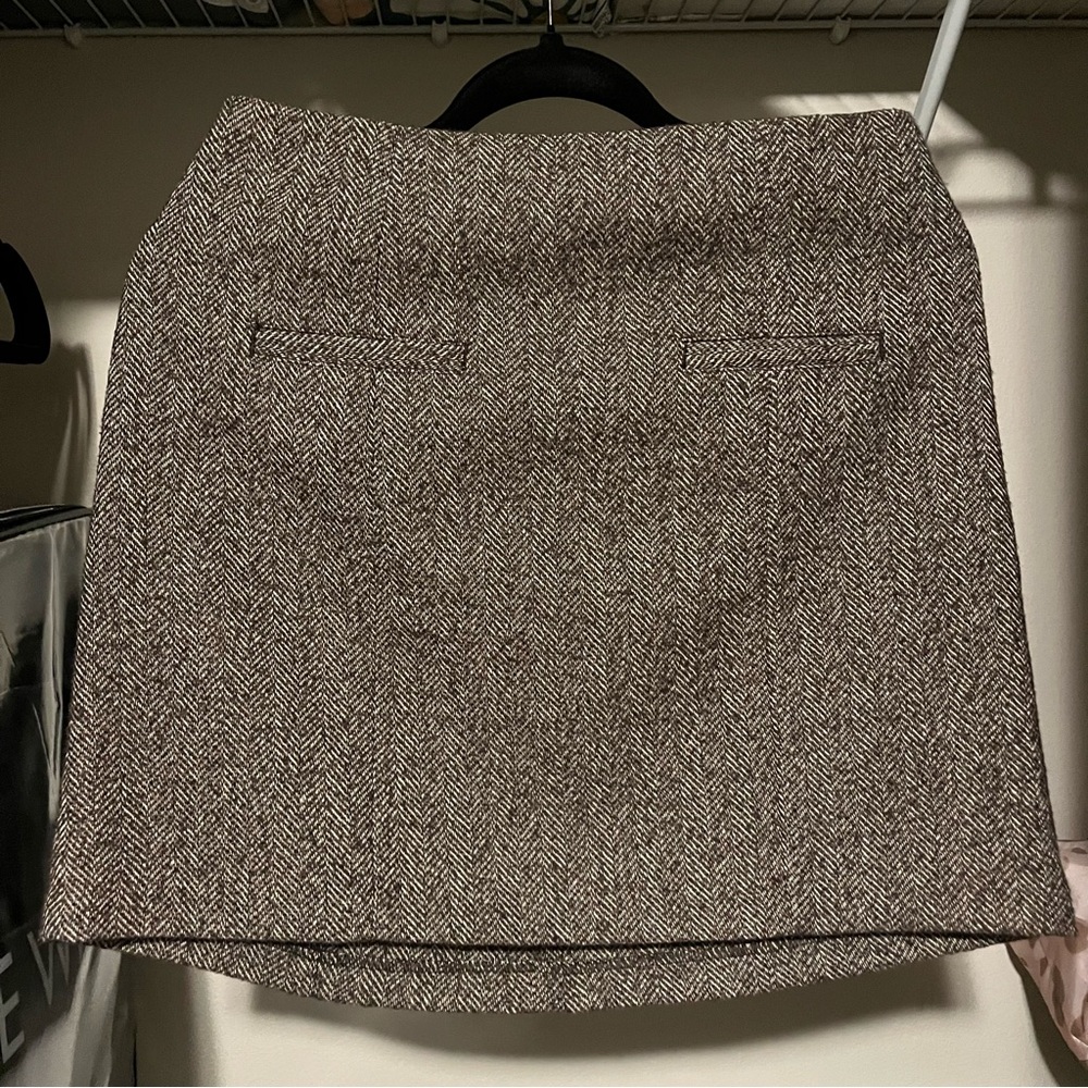Classic Herringbone Skirt - Brown